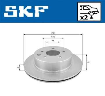 NISSAN гальмівний диск задн. X-TRAIL 01- SKF VKBD 90355 V2