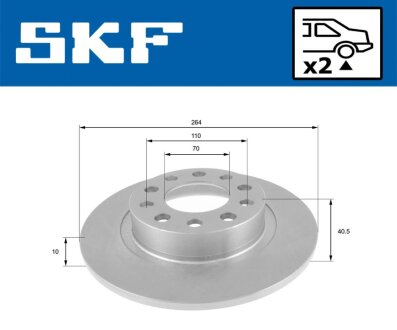 ALFA ROMEO Гальмівний диск задн. GIULIETTA 1.4 10-, 2.0 10- SKF VKBD 90359 S2