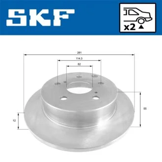 TOYOTA диск гальмівний задній RAV 4 2.0-2.2 06- SKF VKBD 90368 S2