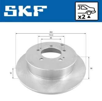 MITSUBISHI гальмівний диск задн. Outlander, Citroen C-Crosser SKF VKBD 90373 S2