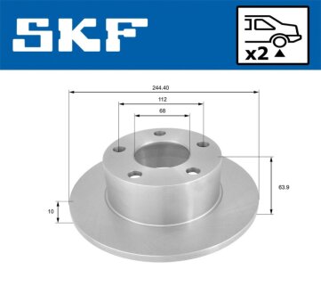 VW диск гальмівний задн.Audi 100/A6,Passat Skoda Superb SKF VKBD 90379 S2