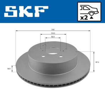 Гальмівний диск задн. Lexus GS 05- SKF VKBD 90386 V2