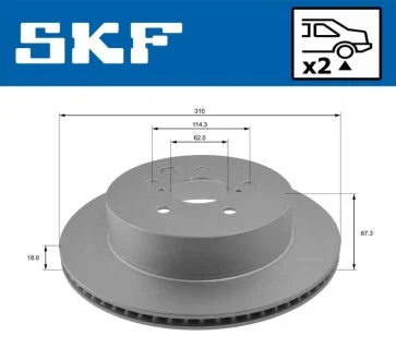 Гальмівний диск задн. Lexus GS 05- SKF VKBD 90386 V2