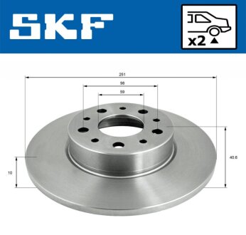 FIAT диск гальм. задн. 500L 12- SKF VKBD 90392 S2