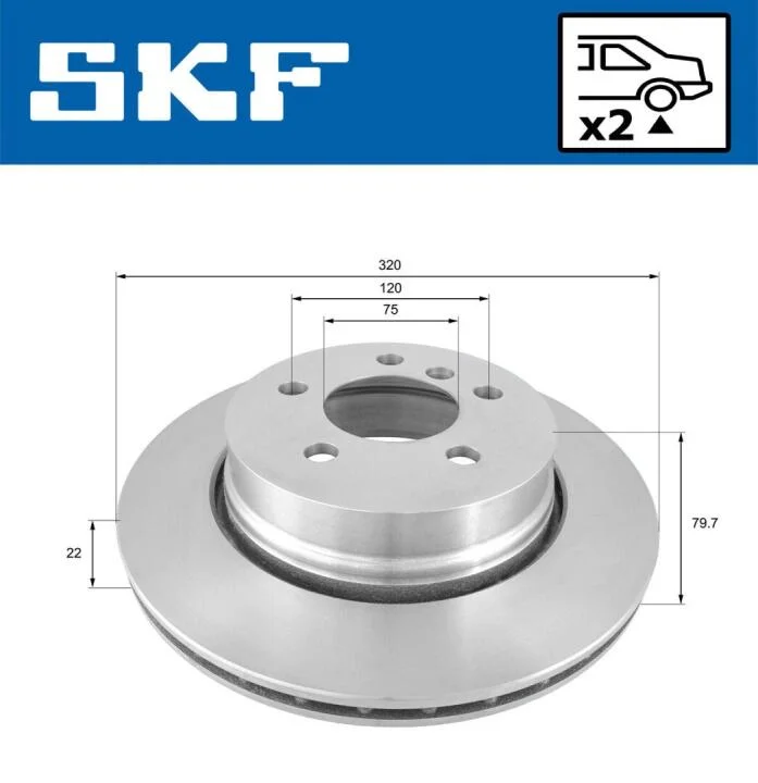 BMW диск гальмівний задн. X3 E83 04- SKF VKBD 90415 V2 (фото 1)