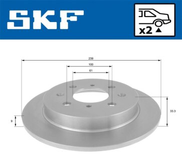 HONDA диск гальмівний задн.Jazz 08- SKF VKBD 90425 S2