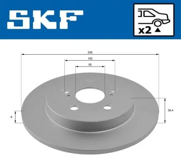 TOYOTA гальмівний диск задн.Prius,Verso S,Lexus CT 200h 09- SKF VKBD 90435 S2