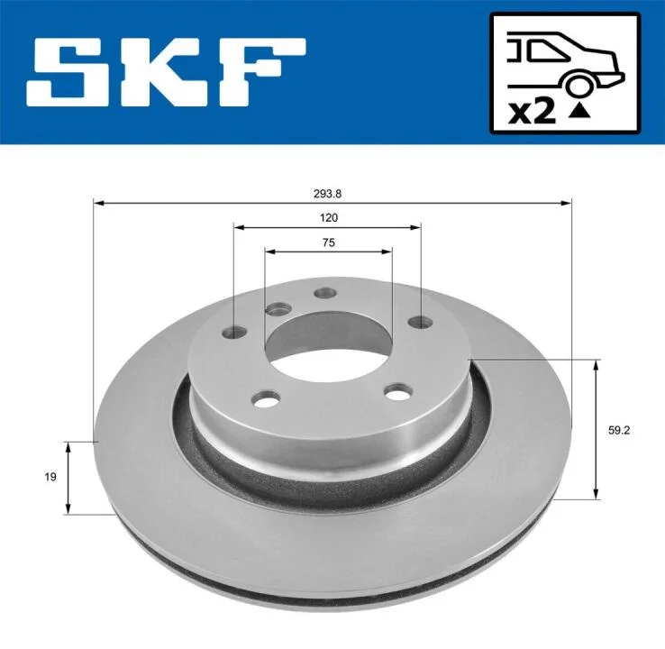 BMW диск гальмівний задн. (вентил.) E46 SKF VKBD 90447 V2 (фото 1)