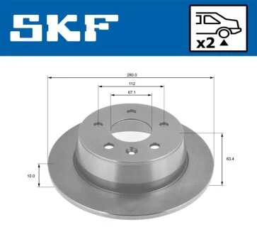 DB диск гальмівний задн.Vito 108D/110D/113 96-03 SKF VKBD 90454 S2