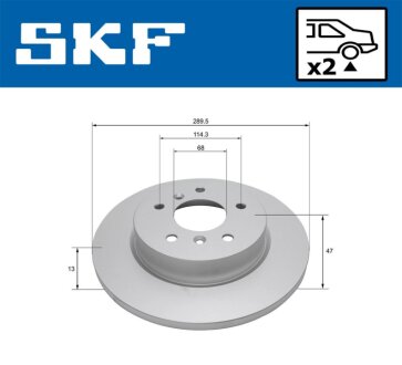 NISSAN гальмівний диск задн.Qashqai 13- SKF VKBD 90457 S2