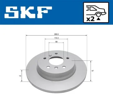 NISSAN гальмівний диск задн.Qashqai 13- SKF VKBD 90457 S2