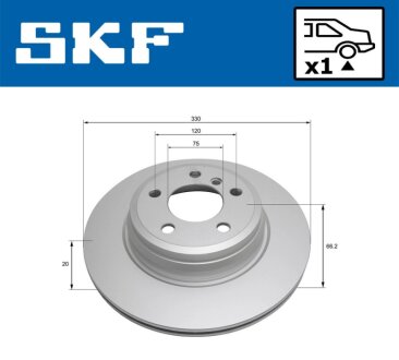 BMW диск гальмівний задн. 3/F30, 4/F33 SKF VKBD 90465 V1