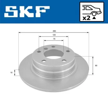 B MW диск гальмівний задн. E36/46 1.6/2.5 SKF VKBD 90466 S2