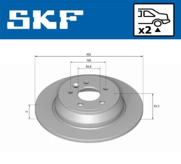 LAND ROVER диск гальм. задній Freelander 2,0-2,2 -14 SKF VKBD 90470 S2