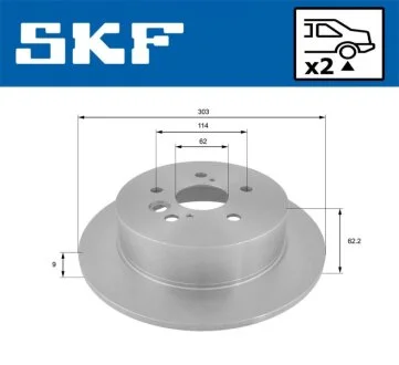 TOYOTA диск гальмів.задн.Rav 4 II 00- SKF VKBD 90473 S2
