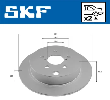 SUBARU Гальмівний диск задн. Forester 2.0 13-, SV 1.6/2.0 12- SKF VKBD 90508 S2