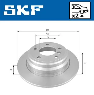 BMW диск гальмівний задн.E39 2.0/2.5 96- SKF VKBD 90543 S2