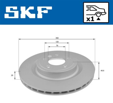 LAND ROVER диск гальмівний задній DISCOVERY V, RANGE ROVER IV SKF VKBD 90554 V1