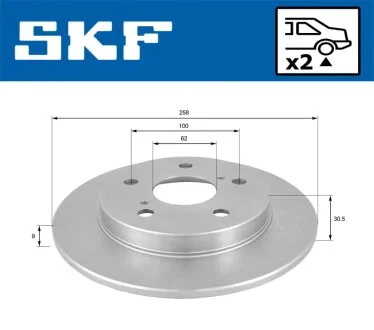 TOYOTA гальмівний диск задн.Corolla 07- SKF VKBD 90635 S2