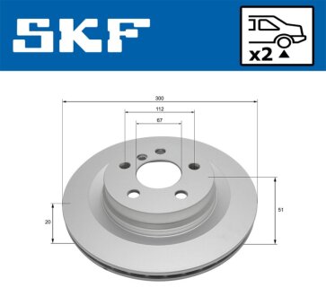 BMW Диск гальмівний задній 1/F40, X1/F48 SKF VKBD 90712 V2
