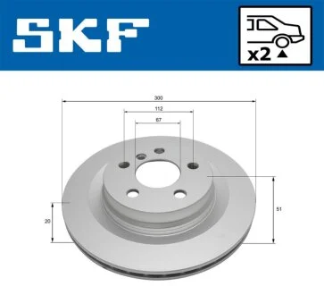 BMW Диск гальмівний задній 1/F40, X1/F48 SKF VKBD 90712 V2