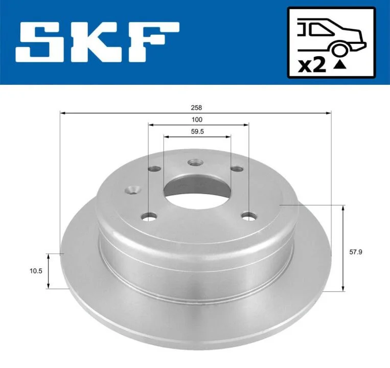 CHEVROLET диск гальмівний задн. LacettiNubira,Daewoo SKF VKBD 90758 S2 (фото 1)