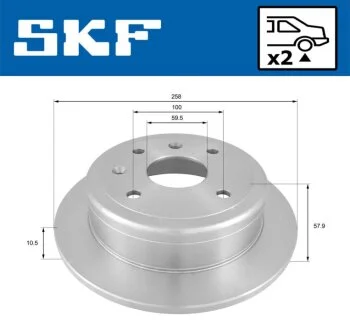 CHEVROLET диск гальмівний задн. LacettiNubira,Daewoo SKF VKBD 90758 S2