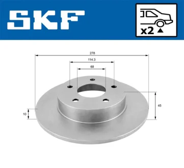 NISSAN Гальмівний диск задн. Almera 00-05, Primera (P12) 01- SKF VKBD 90800 S2