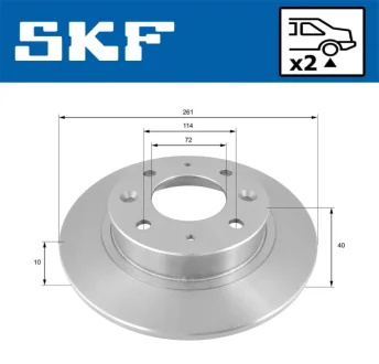 KIA диск гальм. CARENS II SKF VKBD 90884 S2