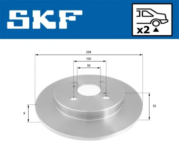 TOYOTA Гальмівний диск YARIS 1.8 VVTi 07-11, ASTON MARTIN CYGNET 1.3 11-13 SKF VKBD 90903 S2