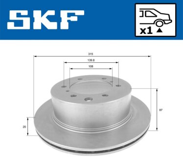 HYUNDAI гальмівний диск передн TERRACAN 2.9 CRDi SKF VKBD 90933 V1