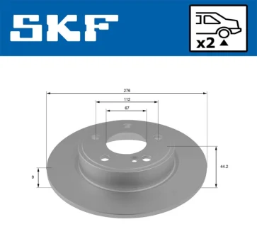 DB диск гальмівний задн. A176 12- SKF VKBD 91065 S2