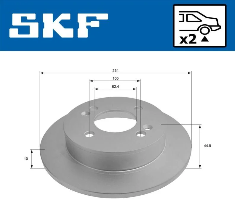 HYUNDAI Гальмівний диск задній i10 II (BA, IA) 1.0/1.2 13-19 SKF VKBD 91088 S2 (фото 1)