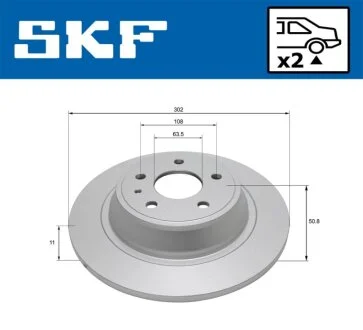 Диск гальм. задн. FORD Mondeo 14- SKF VKBD 91101 S2