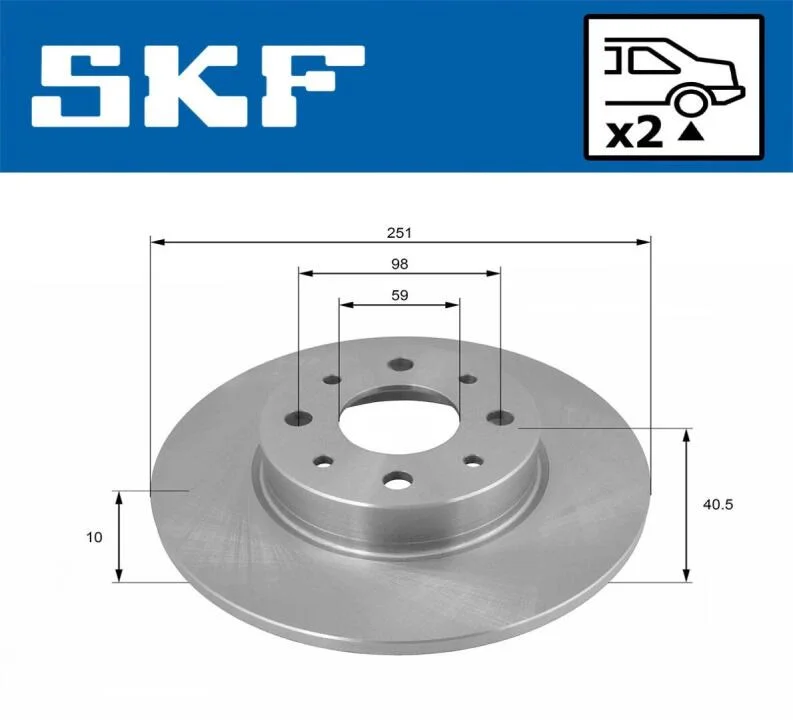 ALFA ROMEO диск гальм. задн. Mito SKF VKBD 91104 S2 (фото 1)