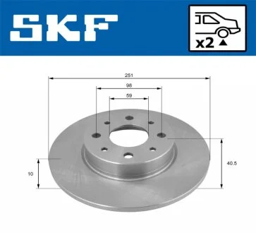 ALFA ROMEO диск гальм. задн. Mito SKF VKBD 91104 S2
