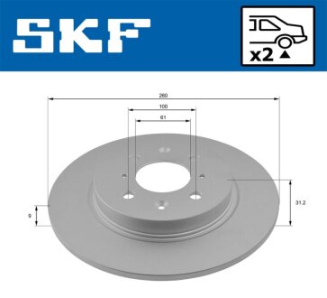 HONDA Гальмівний диск задн. INSIGHT 1.3 09- SKF VKBD 91128 S2