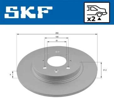 HONDA Гальмівний диск задн. INSIGHT 1.3 09- SKF VKBD 91128 S2