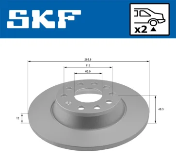 VW диск гальмівний задн.Golf V, Passat 06-,Touran SKF VKBD 91289 S2