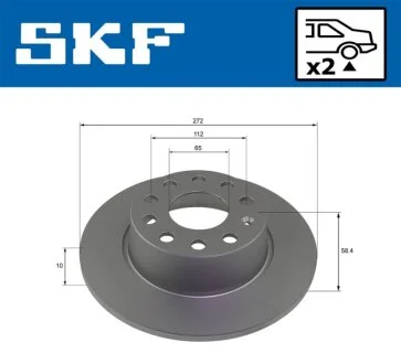 VW диск гальм. задн. T-ROC, AUDI, SKODA SKF VKBD 91344 S2