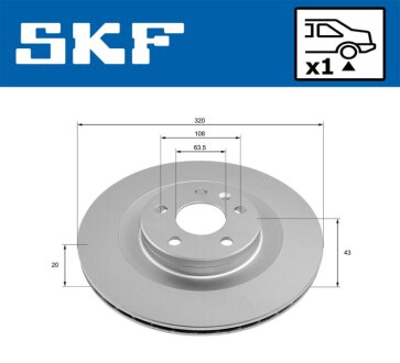 VOLVO диск гальм. задн. S60 20- SKF VKBD 91345 V1