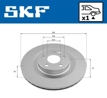 VOLVO диск гальм. задн. S60 20- SKF VKBD 91345 V1