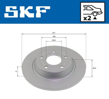 FORD диск гальм. задн. FOCUS 18- SKF VKBD 91353 S2