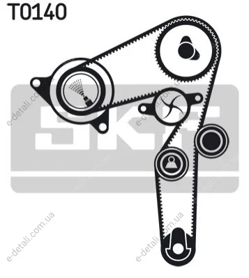 Комплект ГРМ + помпа Fiat Brava/Bravo/Doblo/Palio/Punto/Stilo 1.9D/JTD 01- (24x190z) SKF VKMC02192 (фото 1)