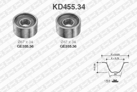 Комплект ГРМ (ремень+ролик)) SNR NTN KD45534