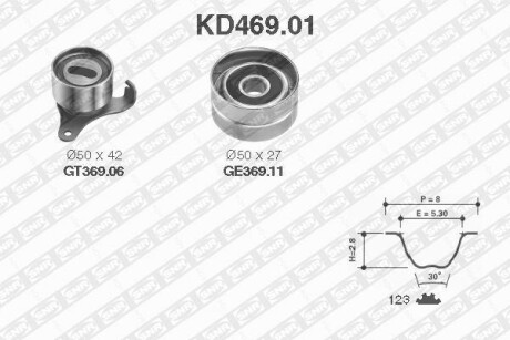 Роликовый модуль натяжителя ремня (ролик, ремень) SNR NTN KD469.01 (фото 1)