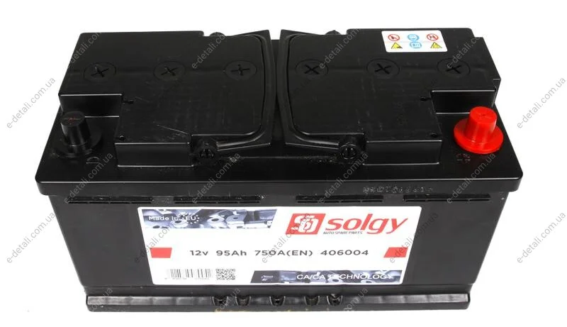 Акумуляторна батарея 95Ah/750A (353x175x190/+R) Solgy 406004 (фото 1)