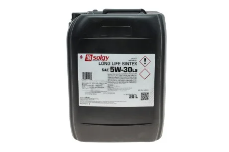 Масло 5W30 LONG LIFE SINTEX LS (20L) (MAN M3477/MB 235.28/Volvo VDS-4/VDS-3/RENAULT RLD-3/RLD-4) Solgy 504046