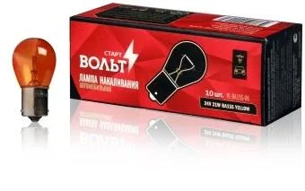Лампа розжарювання 24V PY21W 21W BA15s AMBER (оранж) цоколь (1-конт) (кратно 10) StartVOLT СтартВОЛЬТ VL-BA15S-06