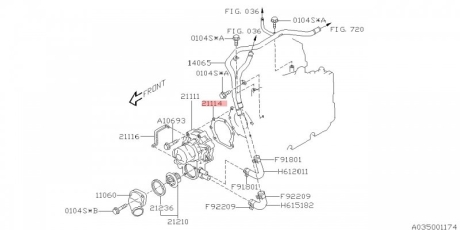 Прокладка водяного насоса SUBARU 21114AA063